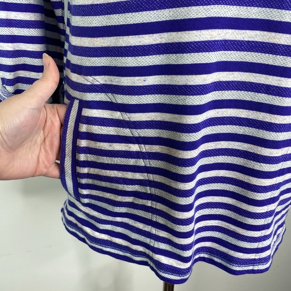 NWT T by Talbots Purple Stripe Pullover Top Funnel Neck Sz. L Cotton - Picture 9 of 14